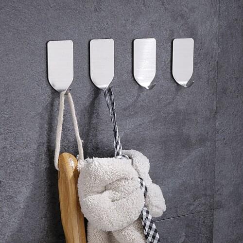 5/10Pcs Hole-free Storage Hooks Stainless Steel Razor Holder Wall Shelf Organizer Rack Home Bathroom Kitchen Organization Hooks