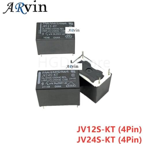 5Pcs/Lot 100%Original New TAKAMISAWA JV5S-KT JV12S-KT JV-24S-KT JV24-KT 4PINS 5A30VDC/250VAC 12VDC 24VDC Power Relay