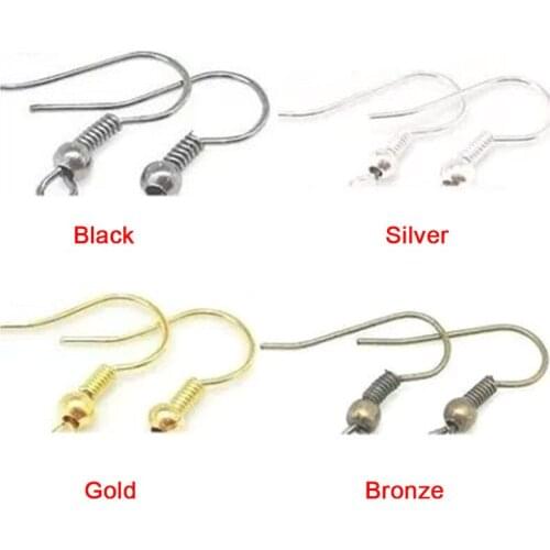 50PCS/pack Gold Silver Wire Earrings Findings Bronze Nickel Hooks Coil Ear For Jewelry Making Craft DIY