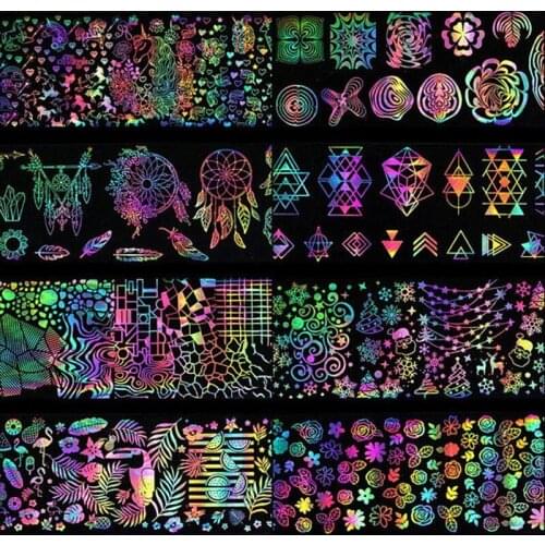 8Pot/set Laser Nails Transfer Foil Wraps Stickers Nail Art Decorations Manicure Declas For Nails Accessories