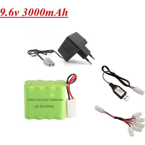 9.6V 3000mAh NI-MH battery Tamiya Plug with USB charger for RC Toys Electric toys security lighting facilities AA 9.6v battery