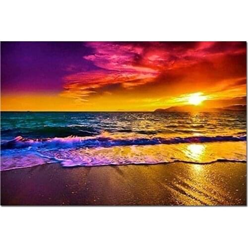 5D DIY Diamond Painting Landscape Sunset Beach Cross Stitch Patterns Diamond Painting kits for Embroidery with Beads