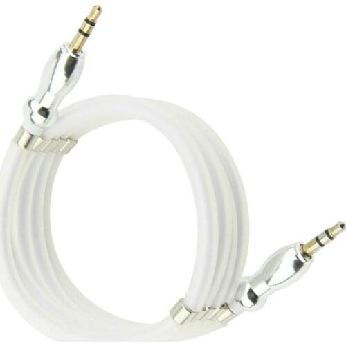 White Magnetic 1M 3.5mm Jack Aux Audio Cable Male to Male AUX Cord for Phone Car Speaker MP4 MP3 Headphone