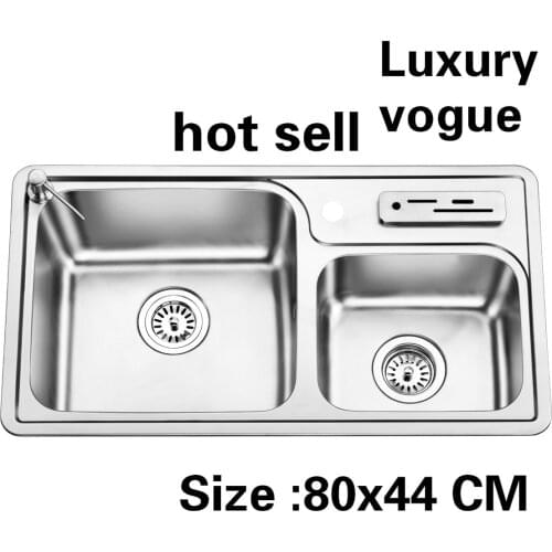 Free shipping Apartment kitchen double groove sink do the dishes 304 stainless steel vogue hot sell 800x440 MM