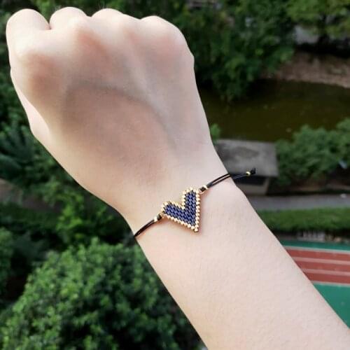 FAIRYWOO Punk Heart Bracelet Miyuki Pendant Rope Bracelet Handmade Wholesale Bead Bracelet Women Love Charm Bracelets Bohemia