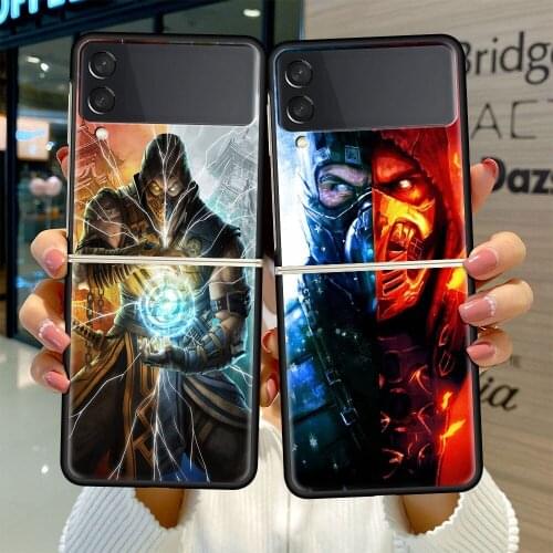 Black Hard Case For Samsung Galaxy Z Flip 3 5G Luxury PC Shockproof Phone Cover ZFlip 3 Bumper Fundas Game Mortal Kombat Coque