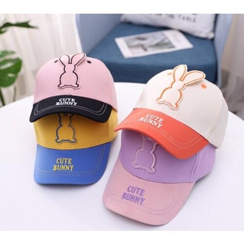 Baby Bow cotton Baseball Cap Girls Snapback Sun Protection Caps Rabbit Ear Kids Baby Trucker Sun Hat Children