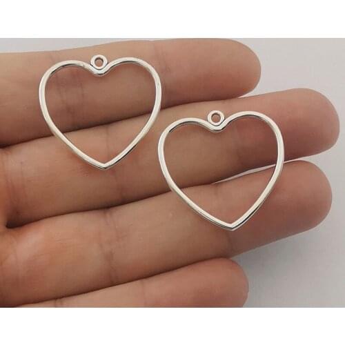 JINDINSP 10pcs 29x28mm Antique Silver Color Hollow Heart Charms Pendant For Jewelry Making DIY Jewelry Findings