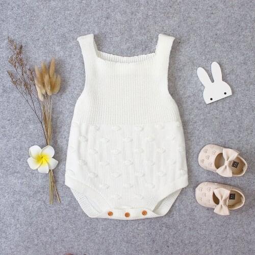 Spring Newborn Baby ​Clothing Baby Boy Girl Knitted Rompers Solid ​Jumpsuit Sleeveless One-Piece Clothes