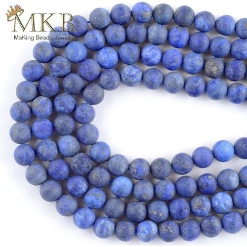 Natural Stone Dull Polish Lapis Lazuli Round Loose Beads For Jewelry Making 4mm-12mm Spacer Beads DIY Bracelet Necklace 15"