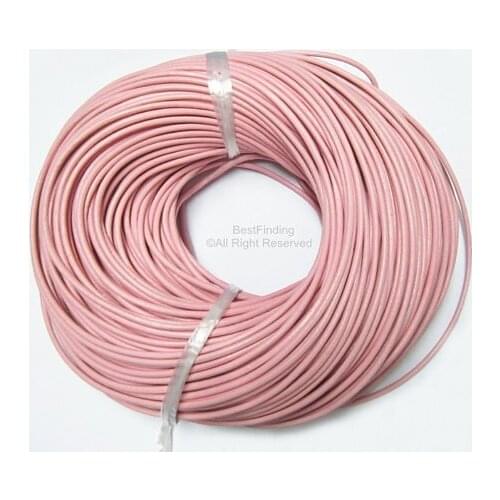 3mm Round leather cord Smooth Pink genuine leather cording