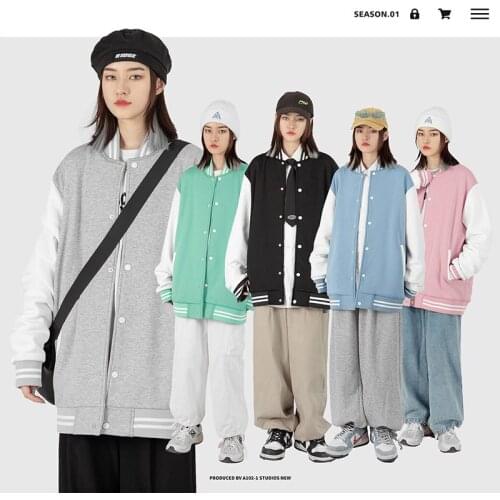 Autumn New Arrival Women Bomber Jackets Youth Lady School Single Breasted Spliced Baseball Pure Fresh Stripe Coat Outwear