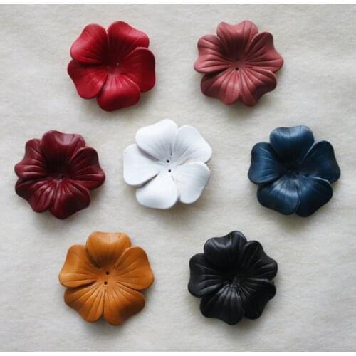 Good Quality Genuine Leather Petal With 5 leaves For Making DIY Flowers Accessories Decoration 6.5*6.5 cm