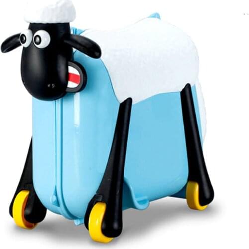 Letrend Cute Cartoon Children Motorcycle Rolling Luggage Trolley Suitcases Wheels Travel Bag Student Girl Boy Baby Ride Trunk