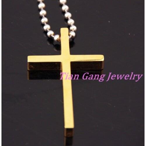 Men Stainless Steel Bible Cross Pendant Necklace Chain Simple Design Gold Cross Necklace With Chain