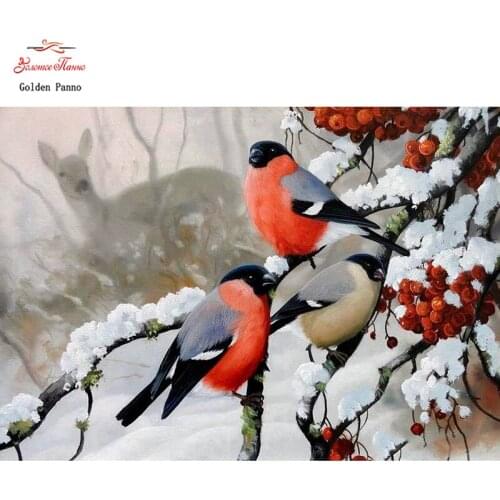 Full Drill Square Diamond 5D DIY Diamond Painting"Winter birds"Diamond Embroidery Cross Stitch Rhinestone Mosaic Painting 12