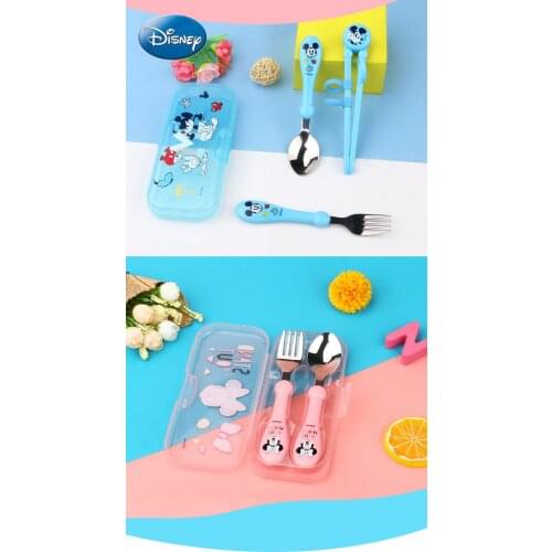 Disney Mickey Mouse Minnie Spoon Childrens Eating Fork Household Spoon Creative Cute Cutlery Set