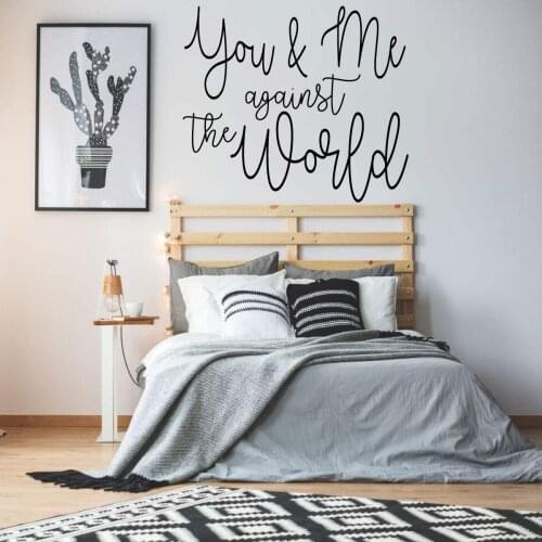 Marriage Quote Wall Decal 'You & Me Against The World Wall Sticker For Wedding Bedroom Living Room Vinyl WT012