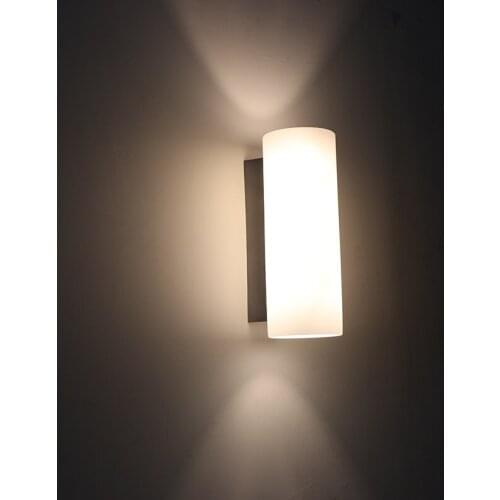 Wall Lamps Modern Simple Bedroom Bedside Lamps 2PCS*E14 Holder Stair Corridor Light Aluminum Lamp Body Glass Lampshade