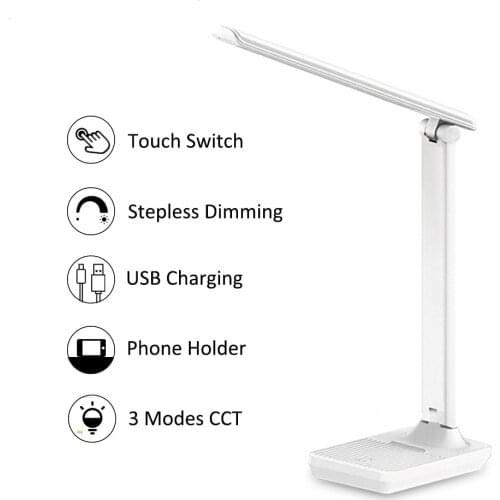 2021 NEW LED Desk Lamp Rechargeable Table Lamp 3 Lights Color Dimmable Brightness Leather Table Lamp Table Top Lantern
