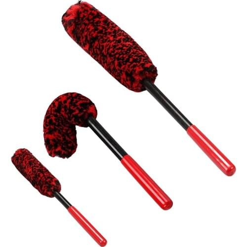 NEW-3Pcs Microfiber Wheel Wand Car Detailing Brush Rim Brush for Cleaning Wheels, Rims, Exhaust Tips,Motorcycles,Bicycles