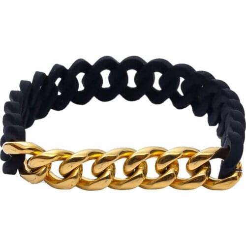 2018 New Bracelet Men Black and Gold Titanium Steel Fried Dough Twist Energy Environmental Protection Silicone Bracelet Femme