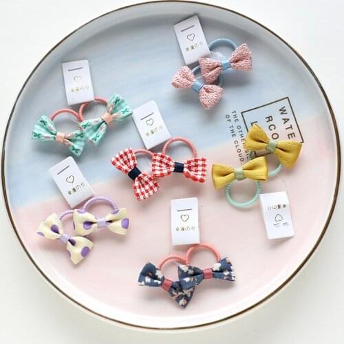 2pcs/lot New Baby Kids Girls Cute Bow Elastic Hair Bands Sweet Princess Scrunchie Headband Rubber Bands Accessories
