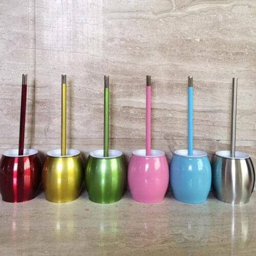 AsyPets Toilet Brush with Stainless Steel Circular Base for Bathroom Toilet Cleaning