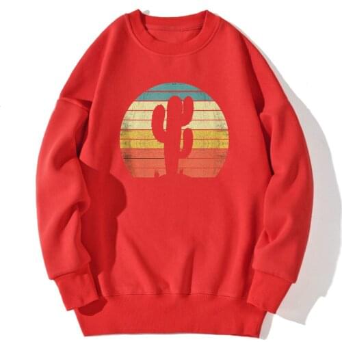 Cactus Print Mens Sweatshirt Streetwear Fashion Hoodie Vintage Outwear Leisure Pullovers Autumn Comfortable Sudaderas Masculino