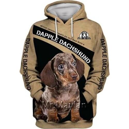 Personality Fashion Animal Dachshund 3D Print Graphic Hoodie Men/Women Streetwear Oversized Sweatshirt Harajuku Tops Pullover-22