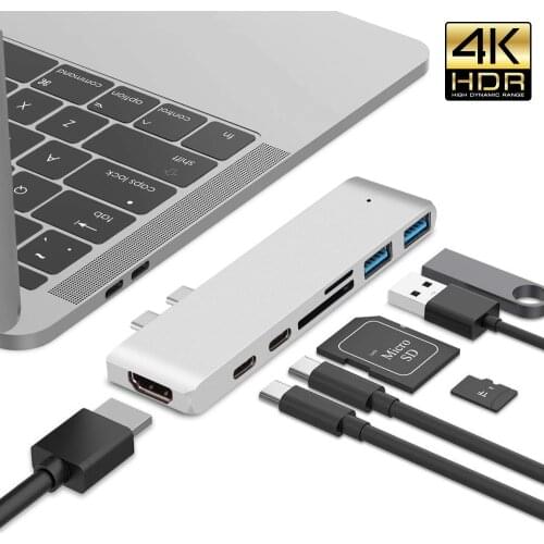 USB 3.1 Type-C Hub To HDMI Adapter 4K Thunderbolt 3 USB C Hub with Hub 3.0 TF SD Reader Slot PD for MacBook Pro/Air/Huawei Mate
