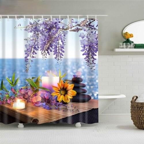 3D Printed Landscape Scenery Shower Curtain Flowers Green Pattern Bathroom Design Shower Curtain For Bathroom Curtain Wholesaler