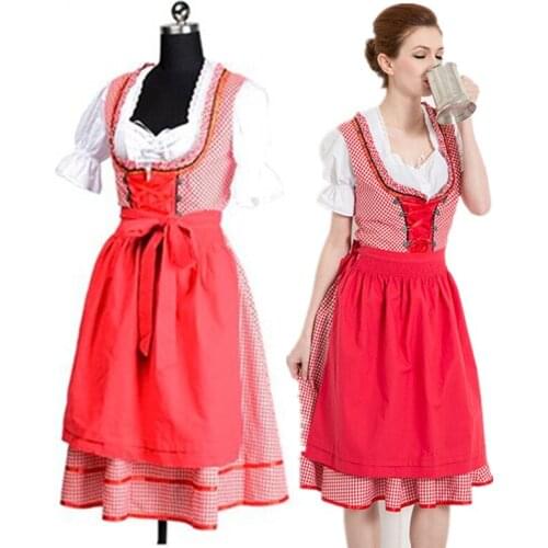 Ladies Oktoberfest Costume Dirndl Bavarian Octoberfest German Beer Festival Carnival Costume Waitress Beer Maid Girl Fancy Dress