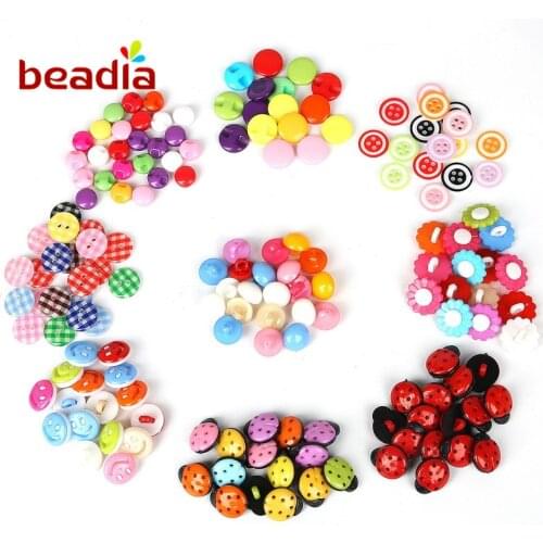 150pcs Cute Lovely Smiley Flower Ladybug Acrylic Buttons DIY Scrapbooking Sewing Button for Apparel Sewing Accessories