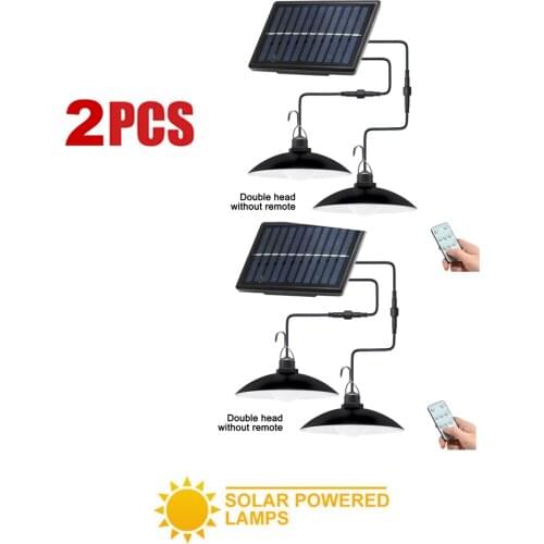 2pcs Retro Lampshade Solar Hanging Lights LED Outdoor Solar Pendant Light Garden Shed Lamp Chandelier White Lighting For Camping