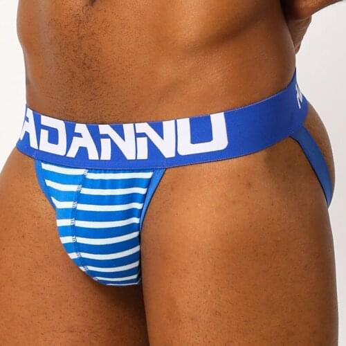 2020 ADANNU Brand mens g-string cotton g-string breathable buttock sexy double g-string gay underwear wholesale stripe AD126