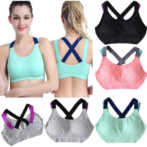 2021 Sports Bra Full Cup Breathable Top Shockproof Cross Back Push Up Workout Bra For women Gym Running Jogging Yoga Fitness Bra