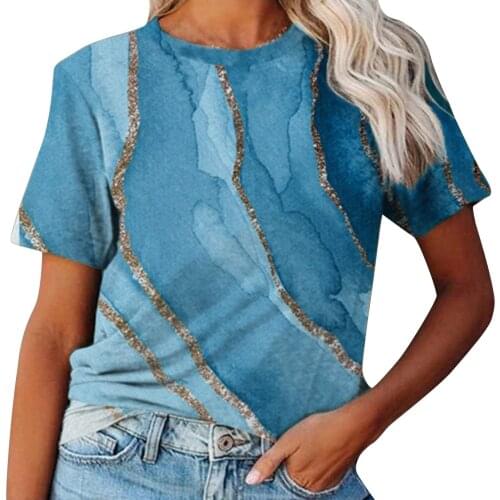 61# Woman T-Shirt Short Sleeve T-Shirts Summer Tops for Women Round Neck Printing Graphic Tee Female Shirt Pullover Clothes