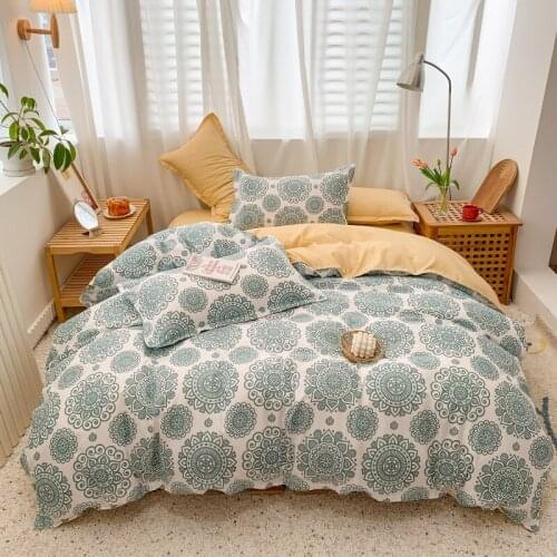 American Bedding Set,Duvet Cover 175x220 Pillowcase 3Pcs,150x200 Quilt Cover,Green Pattern King Size Blanket Cover