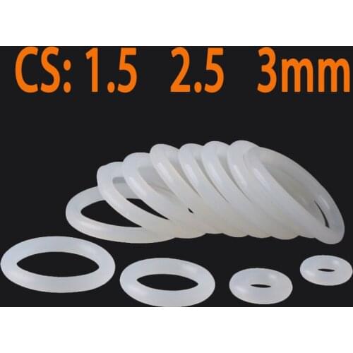 VMQ White Silicone O Ring Gasket Thickness 1.5/ 2/ 2.5/ 3mm OD 5 ~ 60mm Food Grade Rubber Insulate Round O Shape Seal O-Ring