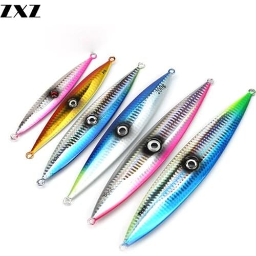 2pcs Big Colorful Lead Super Hard Pitch Lure Metal Jig Spoon Boat Sea Fishing Lures 60g 300g Weight Artificial Huge Fish Bait