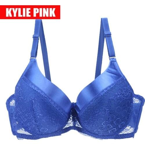KYLIE PINK Brand Luxury Plus Size Bra 90 95 100E Lace Bralette For Woman Straps Adjust Push Up Bust Wire Bras Underwear