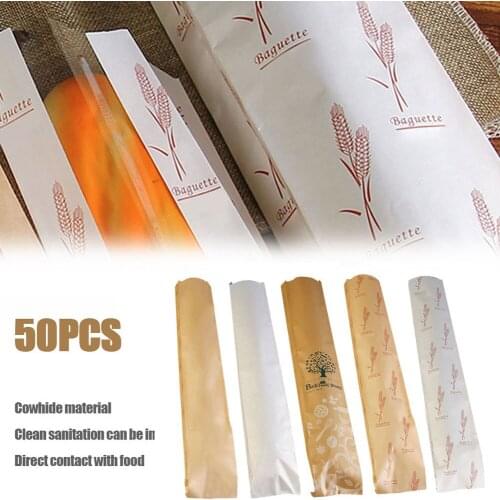 Long Baguette Bag 10*4*59CM Window Wheat Healthy Tree Design Kraft Paper Bag 50PC Paper Bread Bag Gaudily