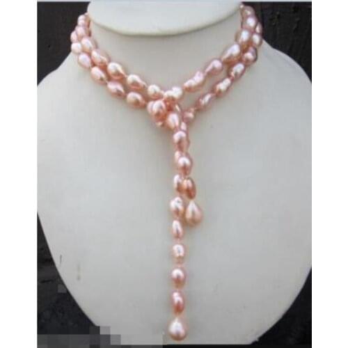 Elegant 11-12mm south sea baroque gold pinkpearl necklace 42inch