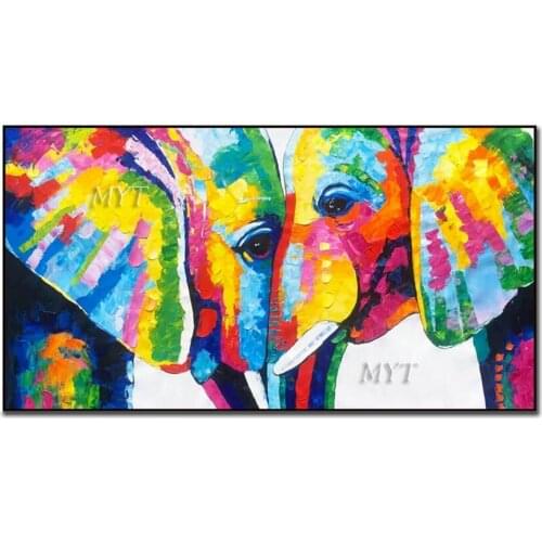 Two Colorful Elephants Abstract High Quality Oil Painting On Canvas Wall Art Home Decor Picture Modern 100% Handmade Unframe