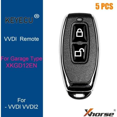 KEYECU 5 Pieces/ Lot, XHORSE English Version XKGD12EN for Garage Type Wire Universal Remote Key - 2 Buttons - for VVDI Key Tool