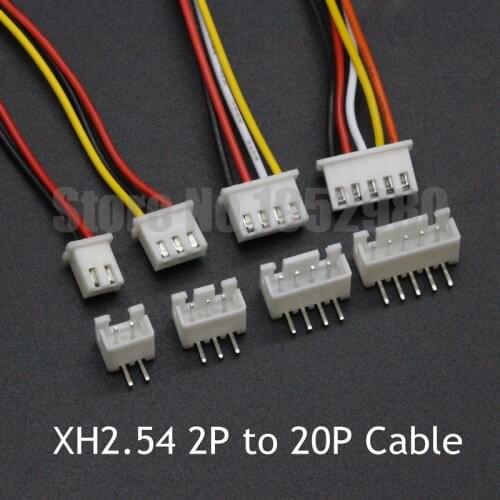 10 set JST XH2.54 Wire Cable Connector 2.54mm Pitch 2/3/4/5/6/7/8/10/12/14/20 Pin 26AWG 300MM Female Cable+Right Angle Socket