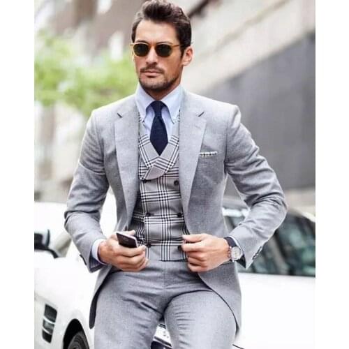 Handsome Groomsmen Notch Lapel Groom Tuxedos Mens Wedding Dress Man Jacket Blazer Prom Dinner (Jacket+Pants+Tie+Vest) A184