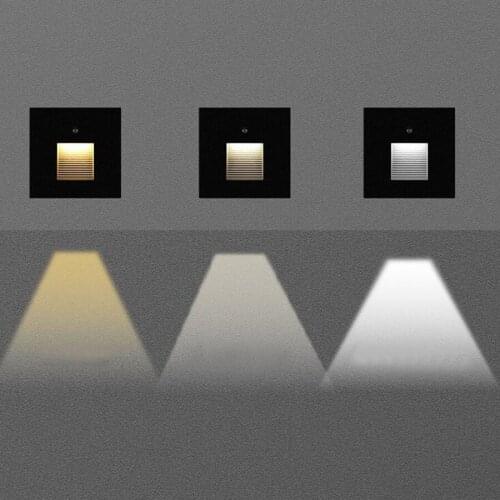 3W Square LED Wall Lights Smart PIR Motion Sensor Step Light Aluminum Recessed Stair Light Outdoor Waterproof Wall Corner Lamp