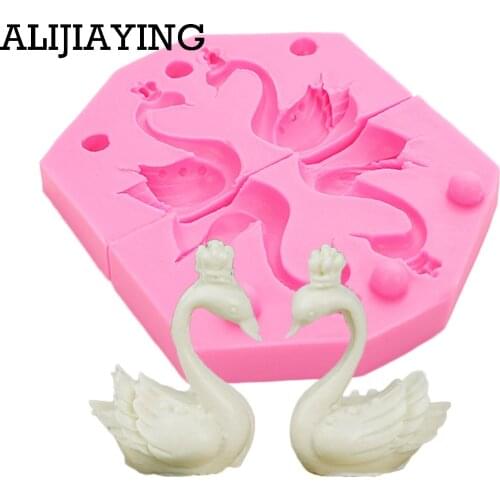 M0441 2Pcs/set 3D Beautiful Swan Shape Fondant Silicone Mold, Candle Moulds, Sugar Craft Tools, Chocolate Moulds, Bake Ware